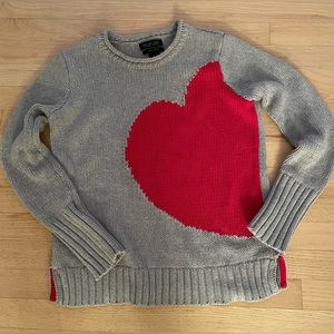 Rachel Zoe Grey Red Heart 100% cotton sweater